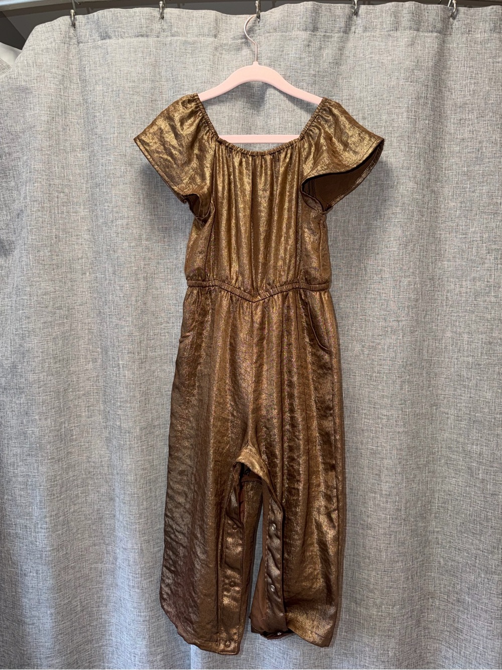 Cat & Jack Girls Metallic Bronze Jumpsuit - Shimmering Bronze 3T